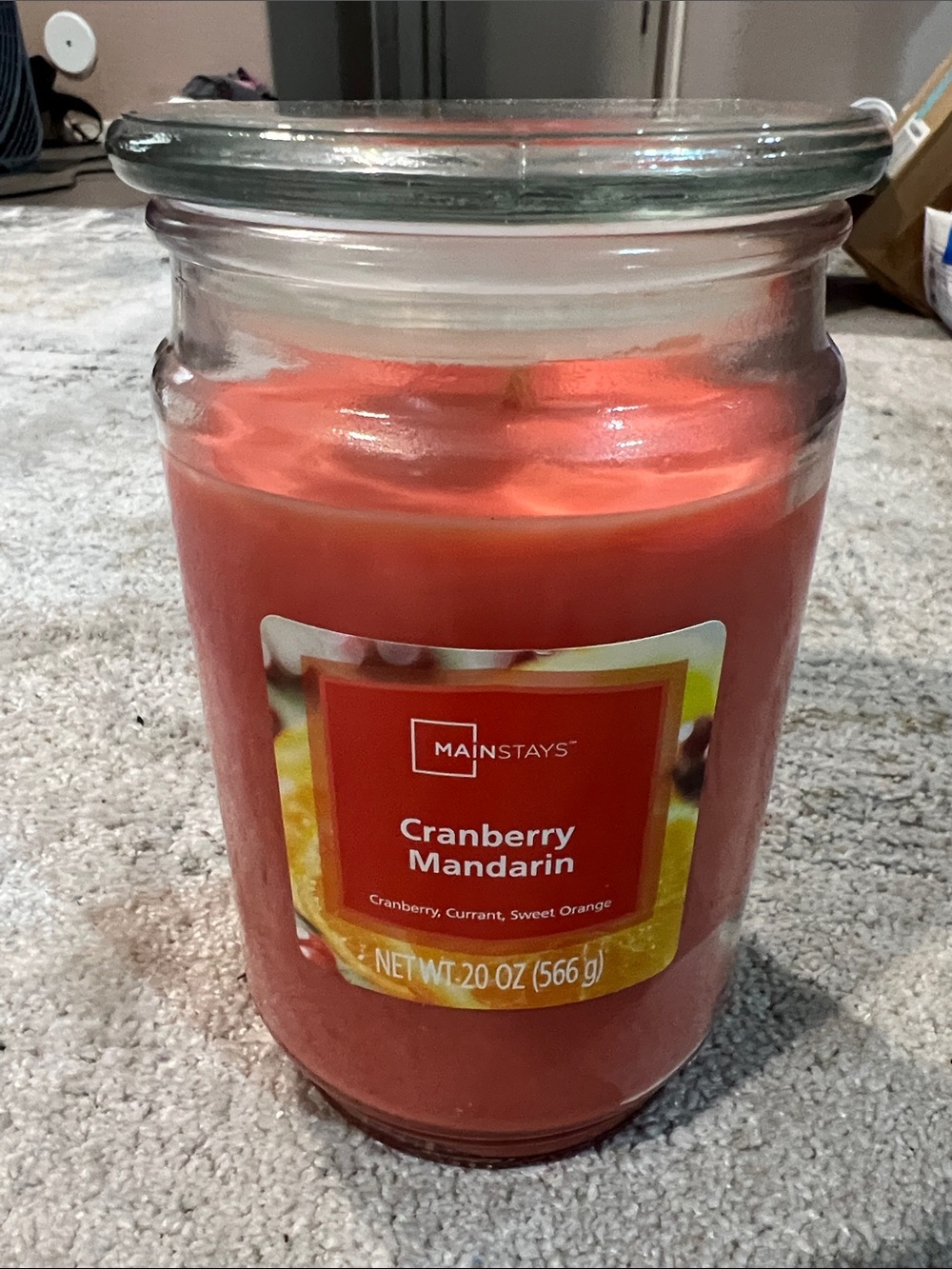 Mainstays Cranberry Mandarin Jar Candle - Red 20oz z25